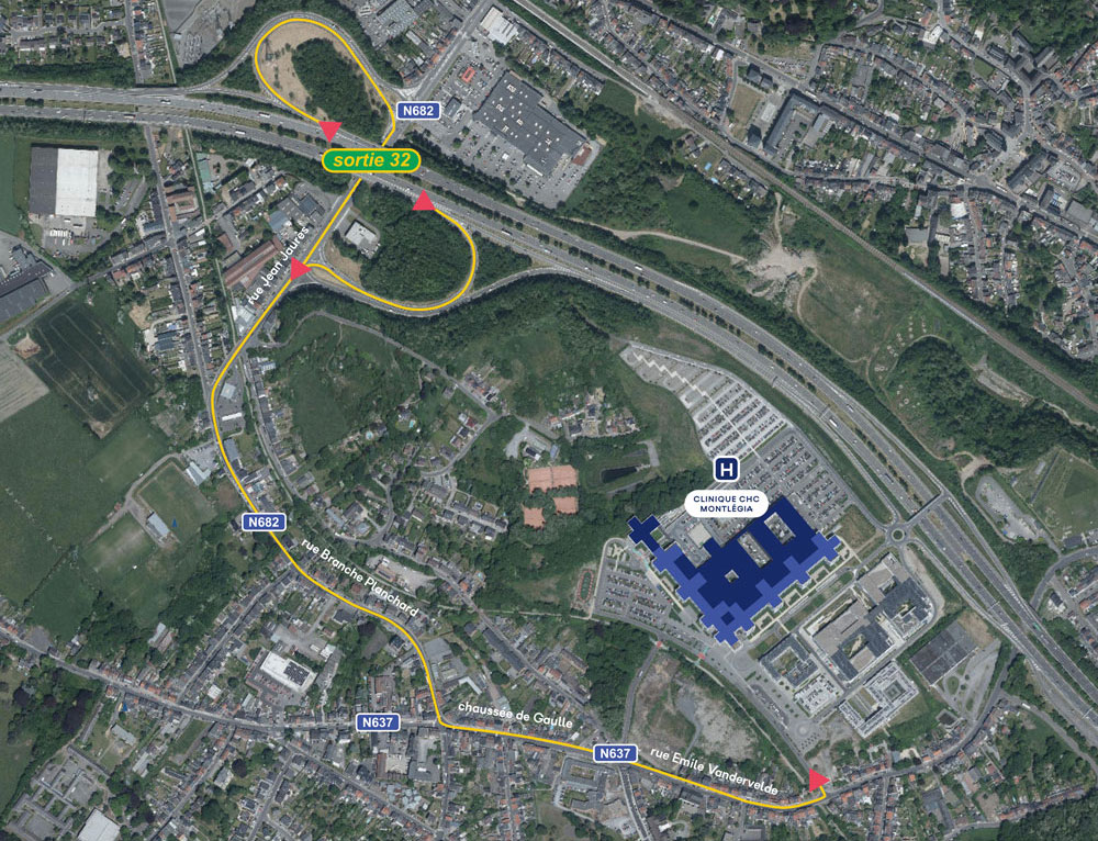Parking Clinique CHC MontLégia: également accessible via la rue Émile Vandervelde