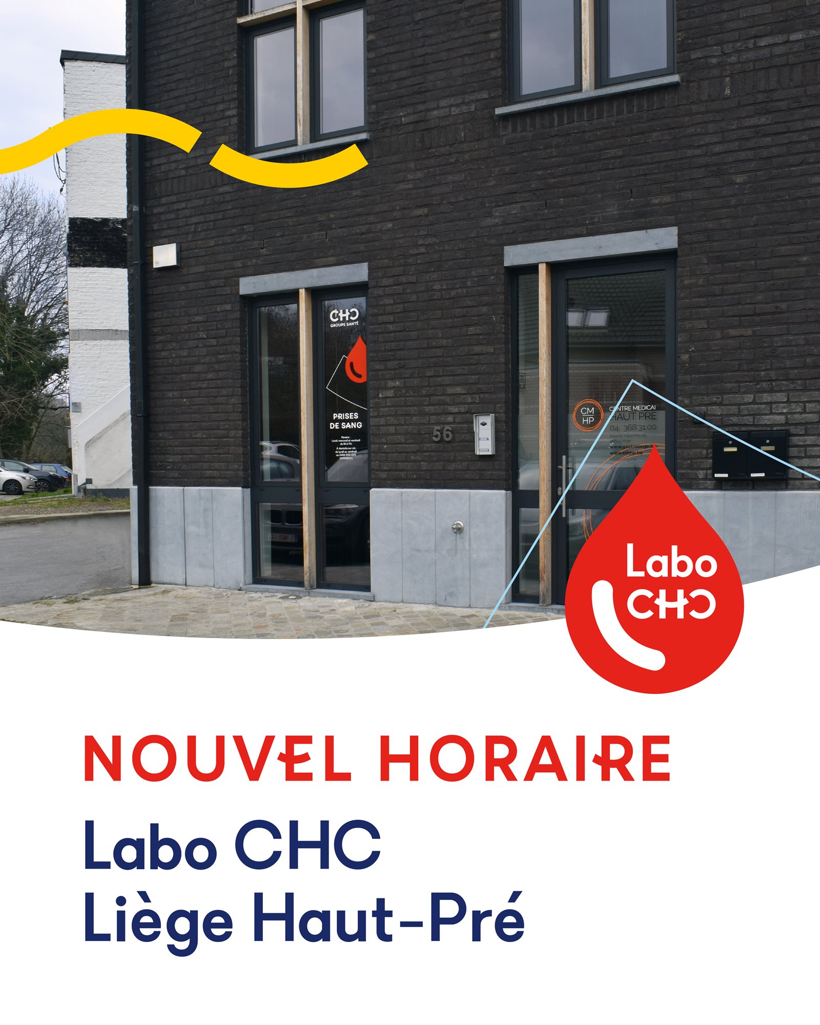 Labo CHC Liège Haut-Pré: nouvel horaire